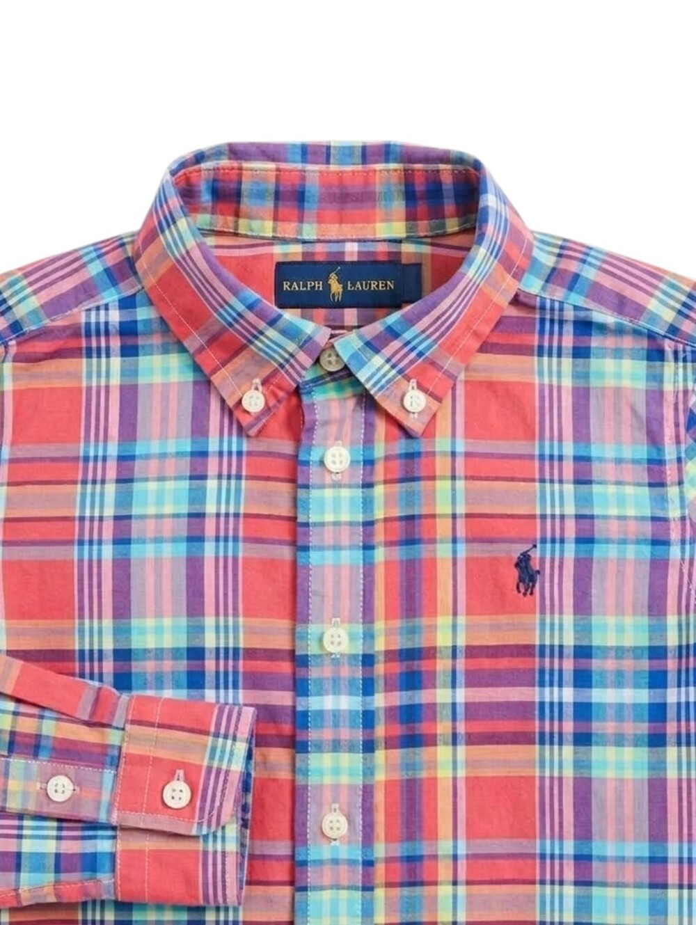 Ralph Lauren Kids Button Down Cotton Shirt Pink Plaid Easter Church Boys Size 4